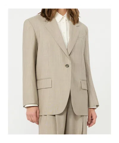 Weekend Max Mara Oversized Woollen Cloth Blazer In Neutral