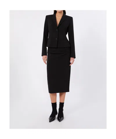 Max Mara Studio Ruched Pencil Skirt In Black