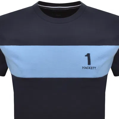 Hackett Heritage Panel T Shirt Navy In Blue