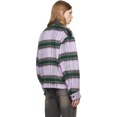 We11 Done Purple Check Pattern Jacket In Blue