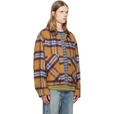 We11 Done Tan Camel Check Pattern Jacket In Brown