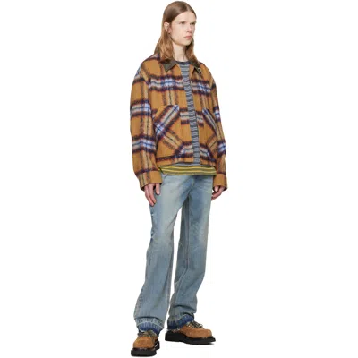 We11 Done Tan Camel Check Pattern Jacket In Brown