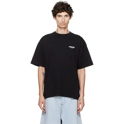 Represent Black Crewneck T-shirt With With Front And Back Owners Club Print In Cotton Man In Black