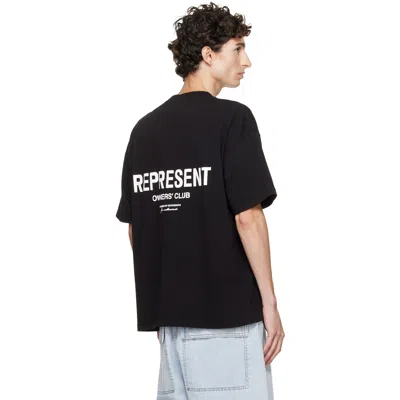 Represent Black Crewneck T-shirt With With Front And Back Owners Club Print In Cotton Man In Black