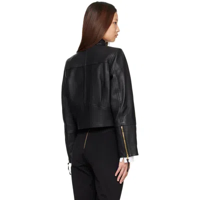 Balmain Black Buttoned Lambskin Biker Jacket In Black