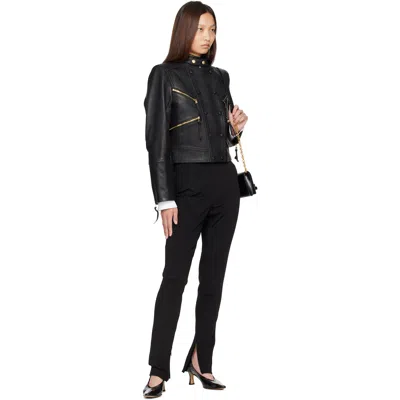 Balmain Black Buttoned Lambskin Biker Jacket In Black