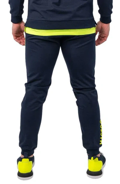 Maceoo Current Blue Side Stripe Joggers In Blue