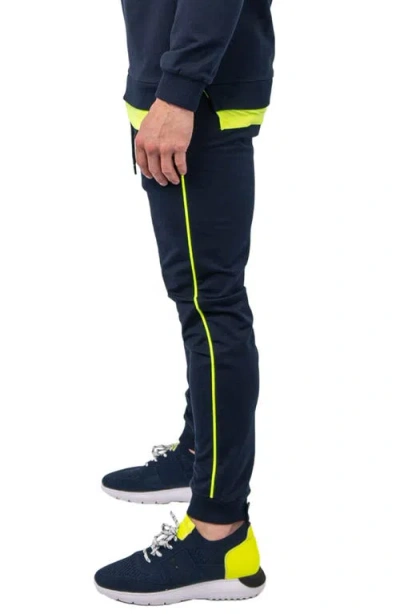 Maceoo Current Blue Side Stripe Joggers In Blue