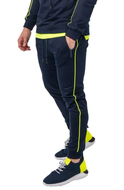 Maceoo Current Blue Side Stripe Joggers In Blue