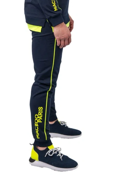 Maceoo Current Blue Side Stripe Joggers In Blue