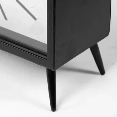 Mercana Lita Metal Rectangular Table Clock In Black
