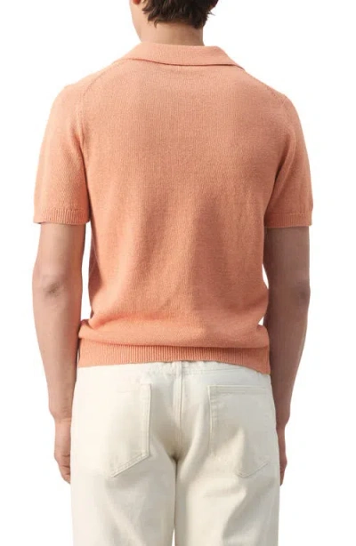 Mango Microstructure Cotton Blend Polo In Orange