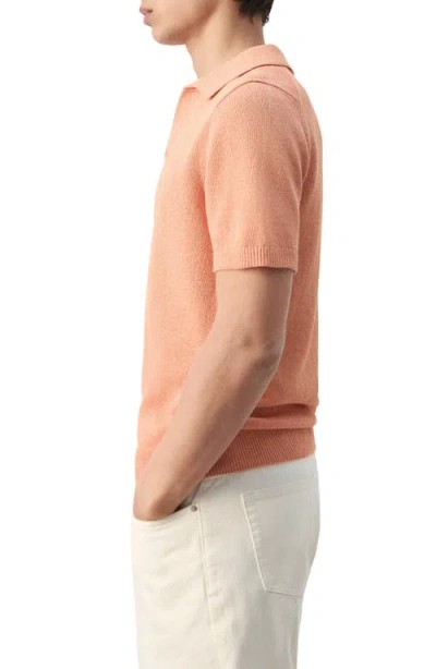 Mango Microstructure Cotton Blend Polo In Orange