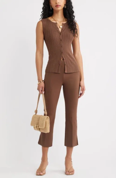 Open Edit Button Front Rib Tank In Brown