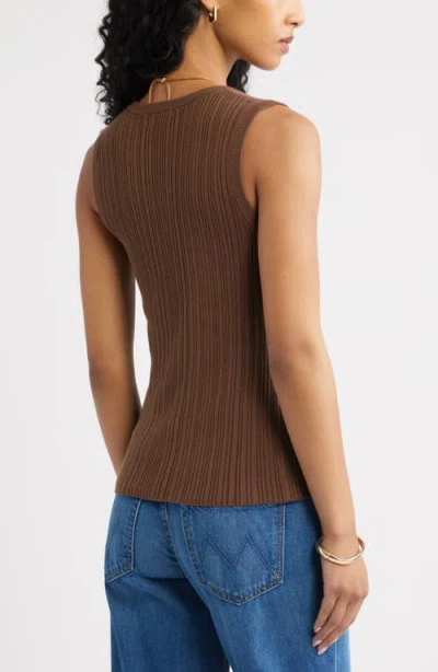 Open Edit Button Front Rib Tank In Brown