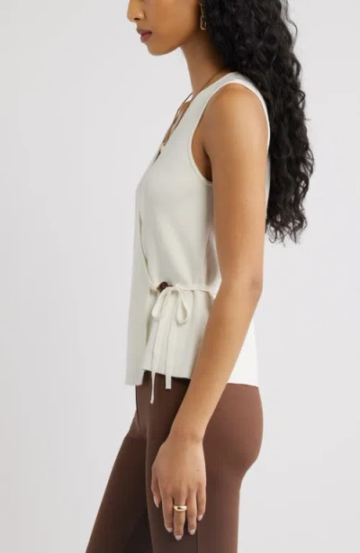Open Edit Side Tie Sweater Vest In White