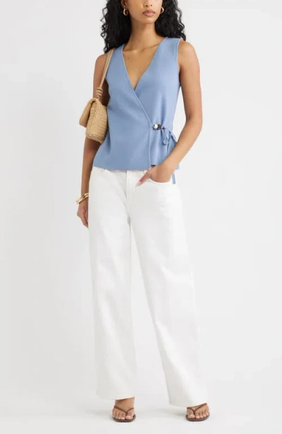 Open Edit Side Tie Sweater Vest In Blue
