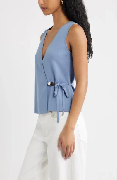 Open Edit Side Tie Sweater Vest In Blue