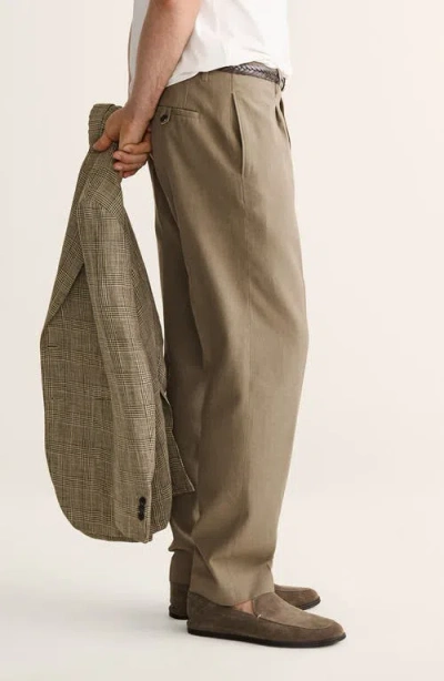 Mango Regular Fit Pleated Pants In Green