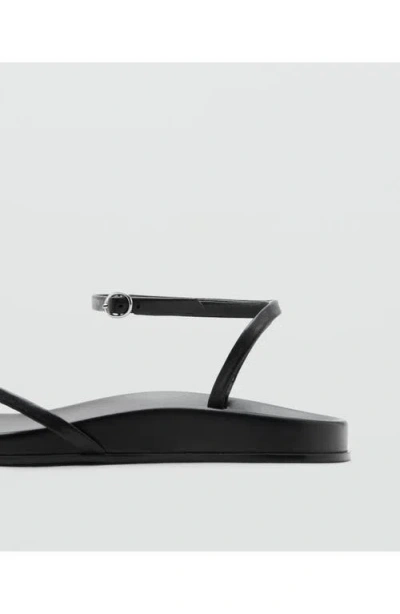 Mango Ankle Strap Slide Sandal In Black