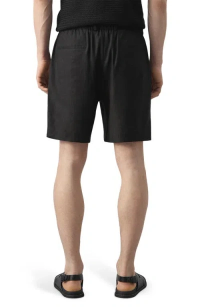 Mango Flat Front Linen Blend Drawstring Bermuda Shorts In Black