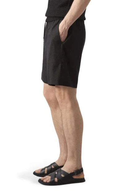 Mango Flat Front Linen Blend Drawstring Bermuda Shorts In Black