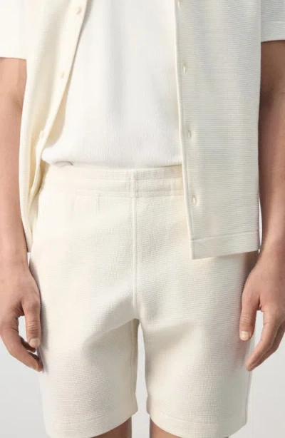 Mango Slim Fit Cotton Waffle Pull-on Shorts In Neutral