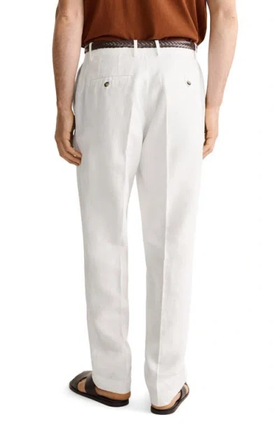 Mango Linen Regular Fit Pants In White