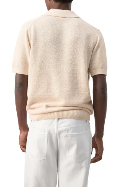 Mango Microstructure Cotton Blend Polo In Neutral