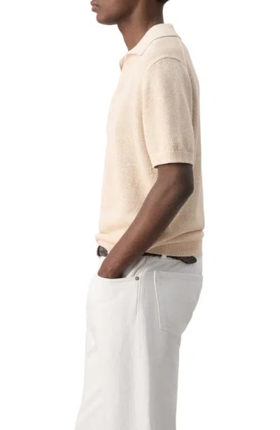 Mango Microstructure Cotton Blend Polo In Neutral