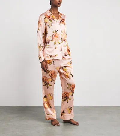 Harrods Silk Midnight Rose Pyjama Set In Multi