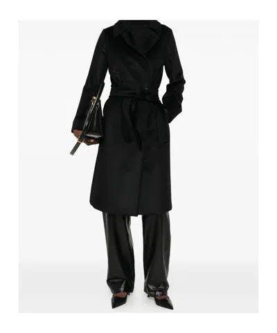 Max Mara Long-sleeved Coat In Black