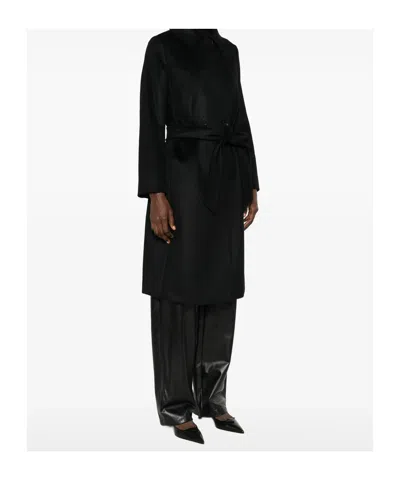 Max Mara Long-sleeved Coat In Black