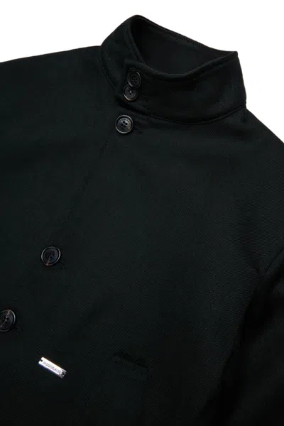 Dsquared2 Kids Stand Collar Button Jacket In Black