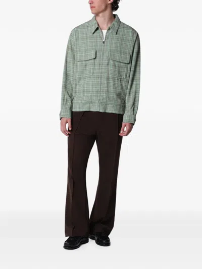 Needles Checked Jacket Collared Neck Chest Pockets In Green