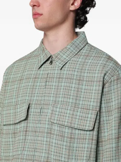 Needles Checked Jacket Collared Neck Chest Pockets In Green
