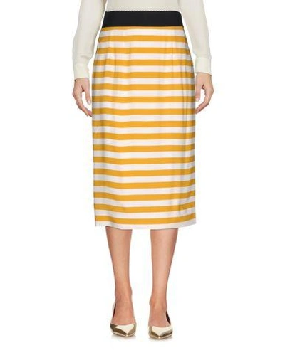 Shop Dolce & Gabbana Woman Midi Skirt Ocher Size 6 Silk, Elastane In Yellow