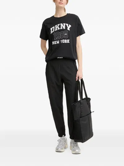 Dkny Logo-waistband Elasticated-cuff Track Pants In Black