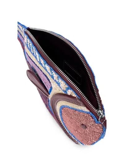 Staud Womens Ultraviolet Pesce Beaded Clutch Bag In Purple