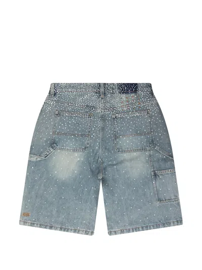 Ksubi Maxx Operator Crystal-embellished Shorts In Blue