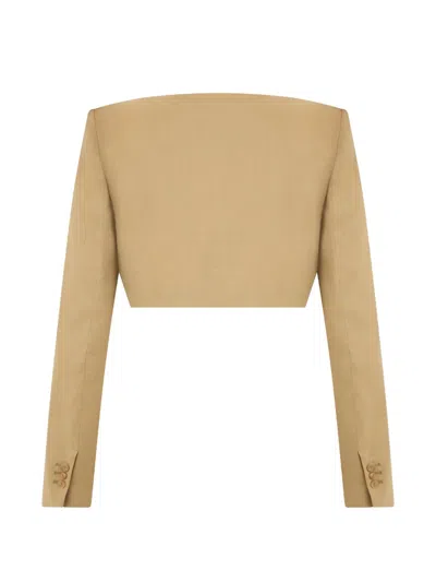 Alberta Ferretti Cropped Open-front Jacket In Brown