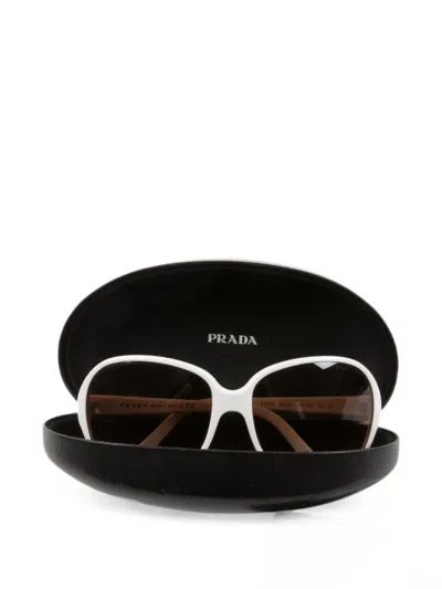 Pre-owned Prada 2020s Square Frame Sunglasses In White