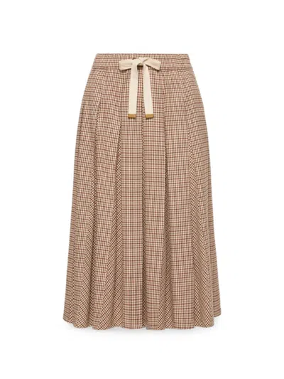 Moncler Check-pattern Pleated Mid Skirt In Neutral