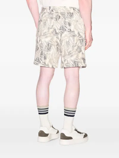 Armani Exchange Leaf-print Drawstring Shorts In Gray
