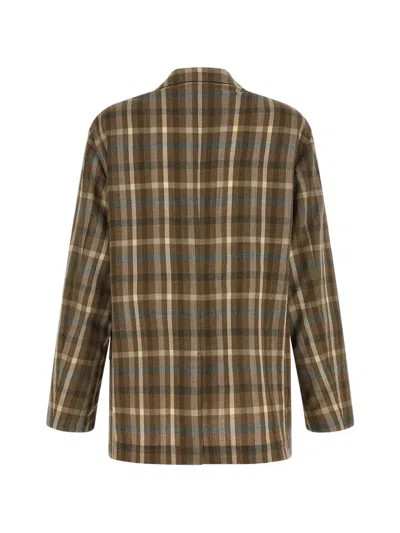 Auralee Check-pattern Wool Blazer In Green