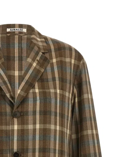 Auralee Check-pattern Wool Blazer In Green
