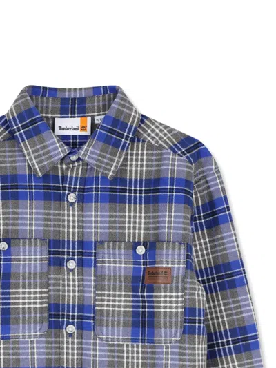 Timberland Check-pattern Logo-patch Shirt In Blue