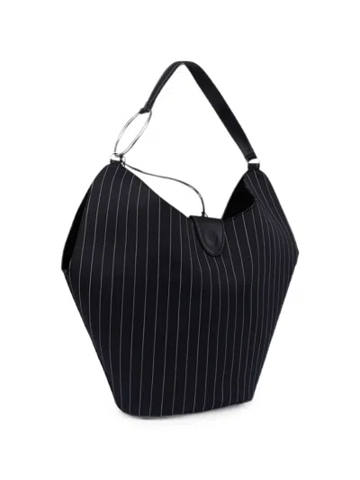 Dondup Large Pinstripe-pattern Shoulder Bag In Black
