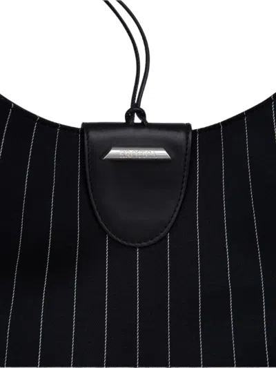 Dondup Large Pinstripe-pattern Shoulder Bag In Black