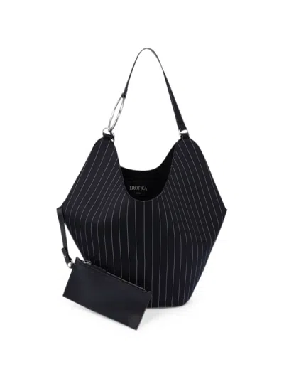 Dondup Large Pinstripe-pattern Shoulder Bag In Black